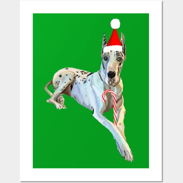 Christmas Harlequin Great Dane Dog Wall Art by Art by Deborah Camp